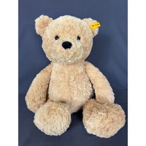 Steiff Teddy Bear Plush Tan Stuffed Animal Soft Cuddly Yellow Ear Tag Authentic